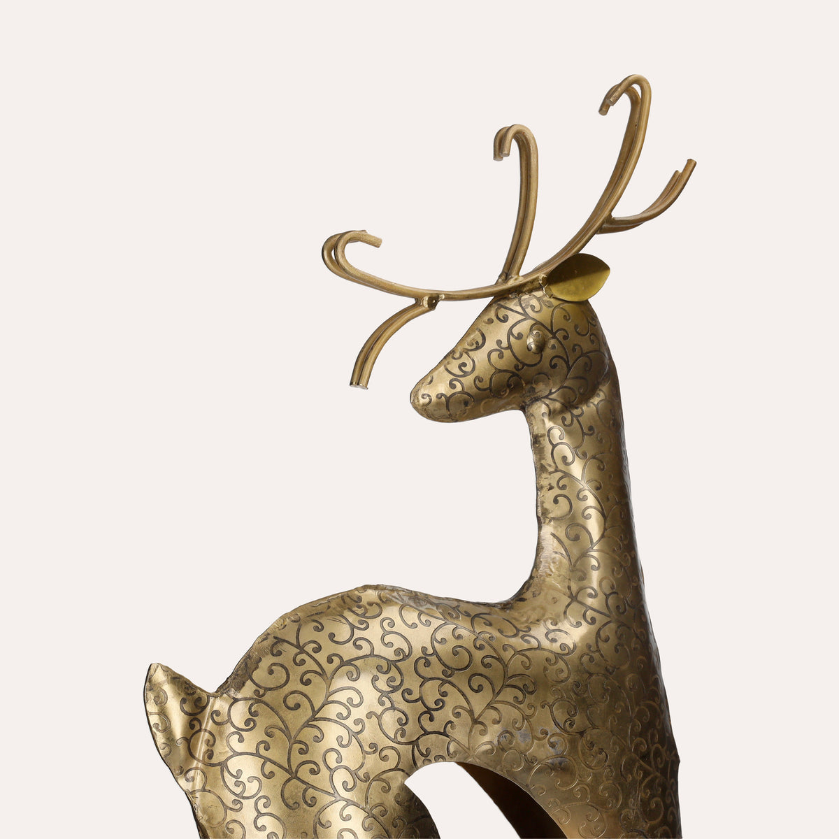Statua Renna Natalizia Grande in Metallo Oro H. 70cm