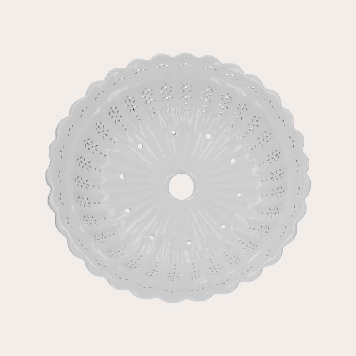 Round Lampshade 42 cm in Perforated White Ceramic