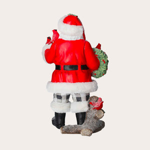 Santa Claus with Red Birds Figurine in Resin
