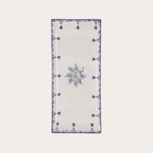 Rectangular Tray in Baroque Style Blue Ceramic - Elegant for Appetizers
