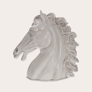 Cabeza de Caballo de Cerámica Blanca Envejecida – Decorada a Mano, Made in Italy