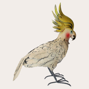 Decorative Yellow Iron Parrot for Outdoor Spaces