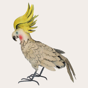 Decorative Yellow Iron Parrot for Outdoor Spaces