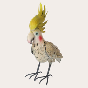 Decorative Yellow Iron Parrot for Outdoor Spaces