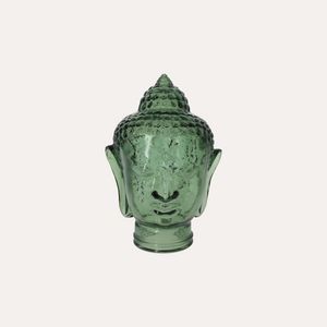 Testa Buddha Decorativa in Vetro Verde H.30 cm - KeyHome Store