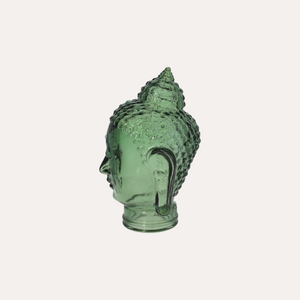 Testa Buddha Decorativa in Vetro Verde H.30 cm - KeyHome Store