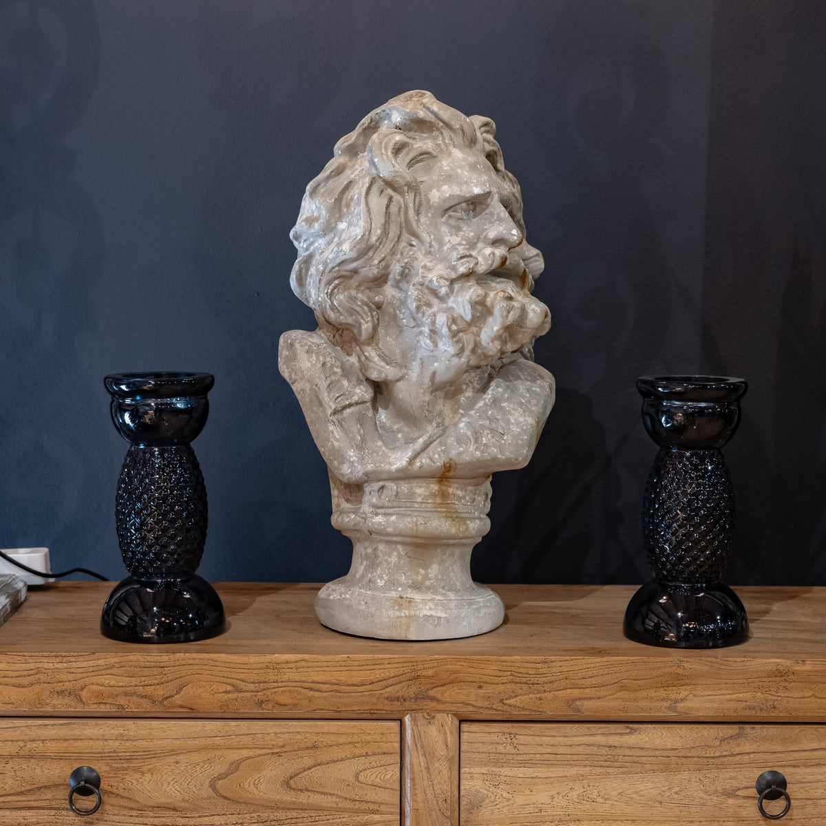 Busto Poseidone in Resina Bianca H. 59 cm