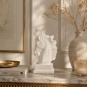 Medium Horse Head in White Ceramic H.40x22x11 cm