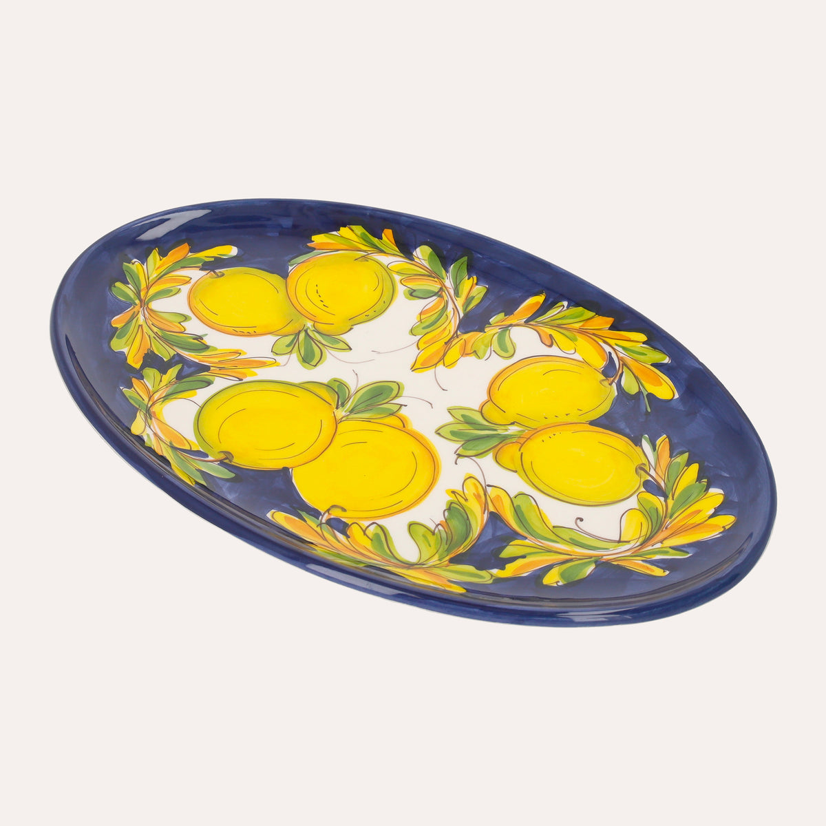 Ovales Keramiktablett mit Zitronenmotiv