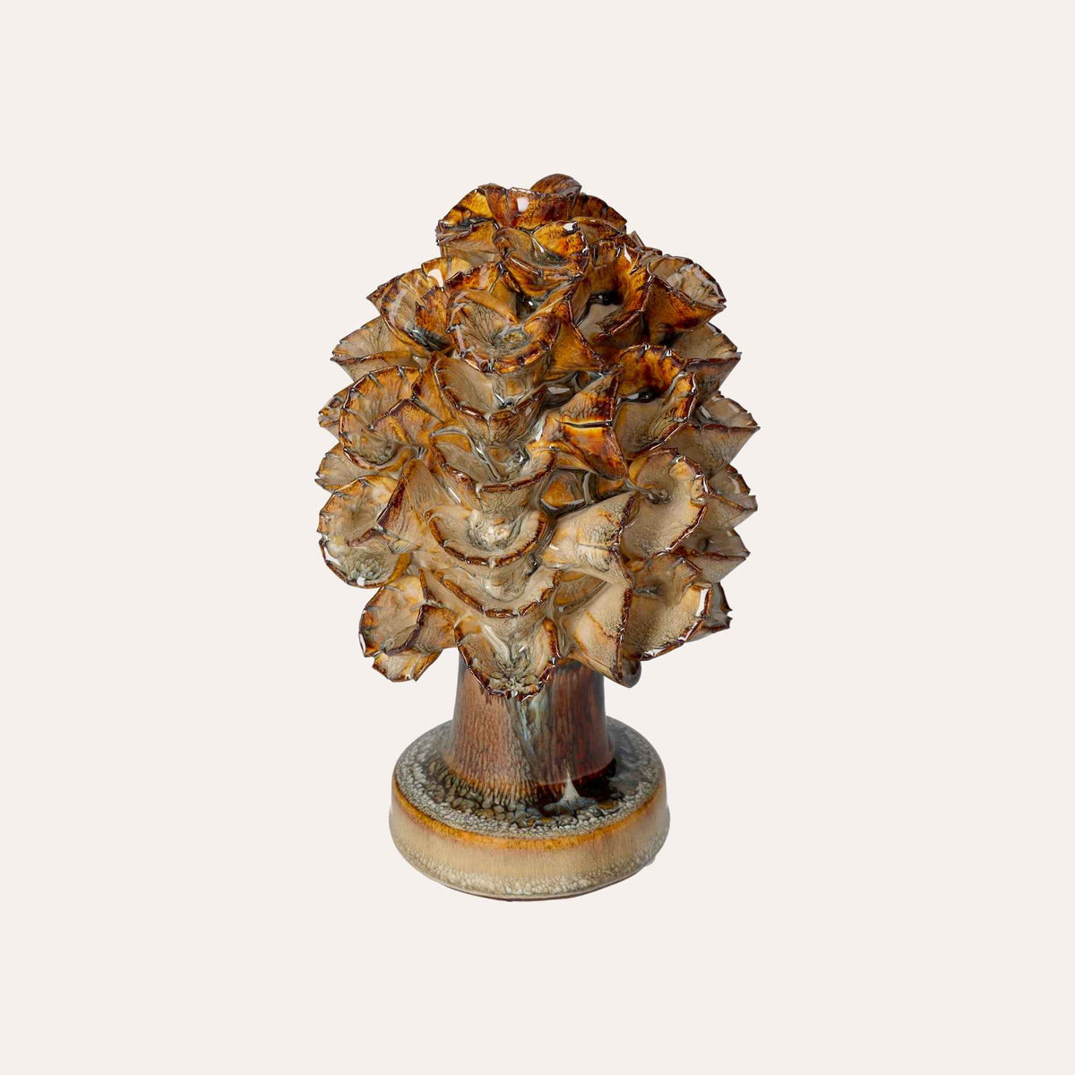 Pigna Decorativa Soprammobile in Ceramica Marrone Lucido h. 18 cm