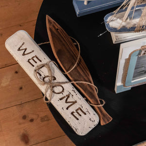 Carved wooden “Welcome” fish to hang 40×2×65H