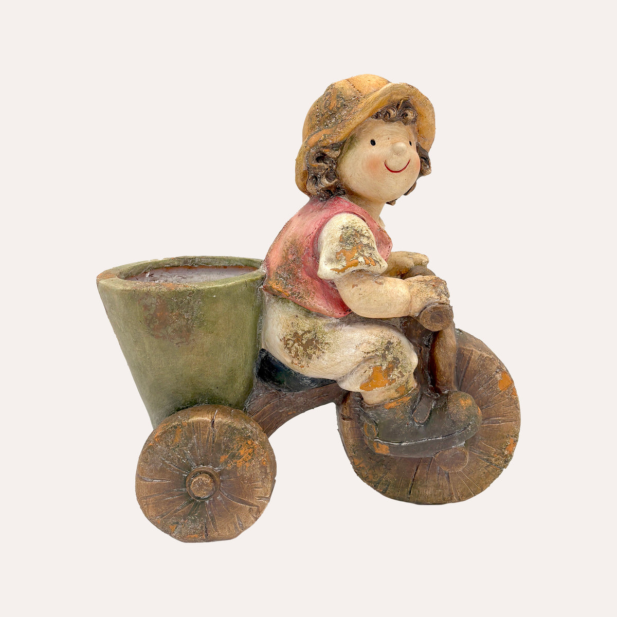 Scultura Bimbo con Bici in Resina H.62X55X24