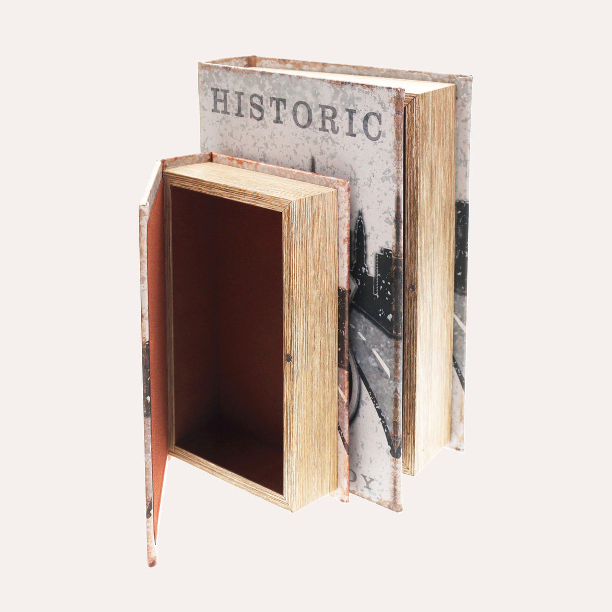 Set of two "route 66" book boxes in MDF