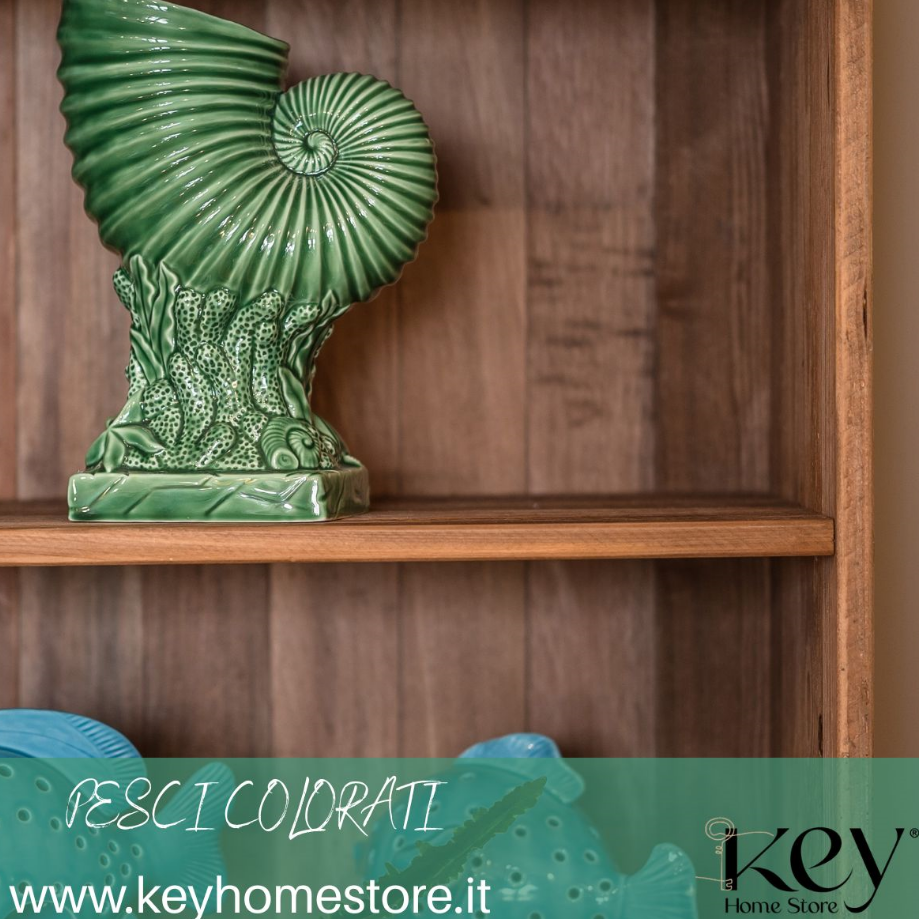 Vaso Nautilus in Ceramica Verde Lucido h.29x20x12 cm