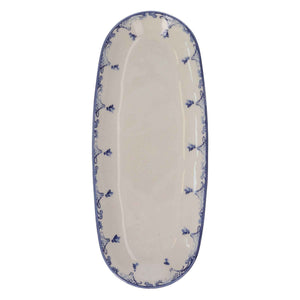 Oval Blue Baroque Style Ceramic Plate - Refined Serving Oval