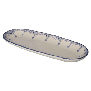 Oval Blue Baroque Style Ceramic Plate - Refined Serving Oval