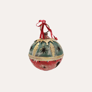 Bola de Natal em Lata Verde e Vermelha Alt.28x20 cm - KeyHome Store