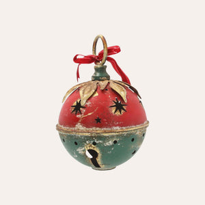 Bola de Natal em Lata Vermelha e Verde Alt.23x15 cm