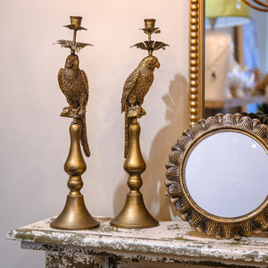 Candelabro Papagaio em Metal Dourado H.50 cm - KeyHome Store