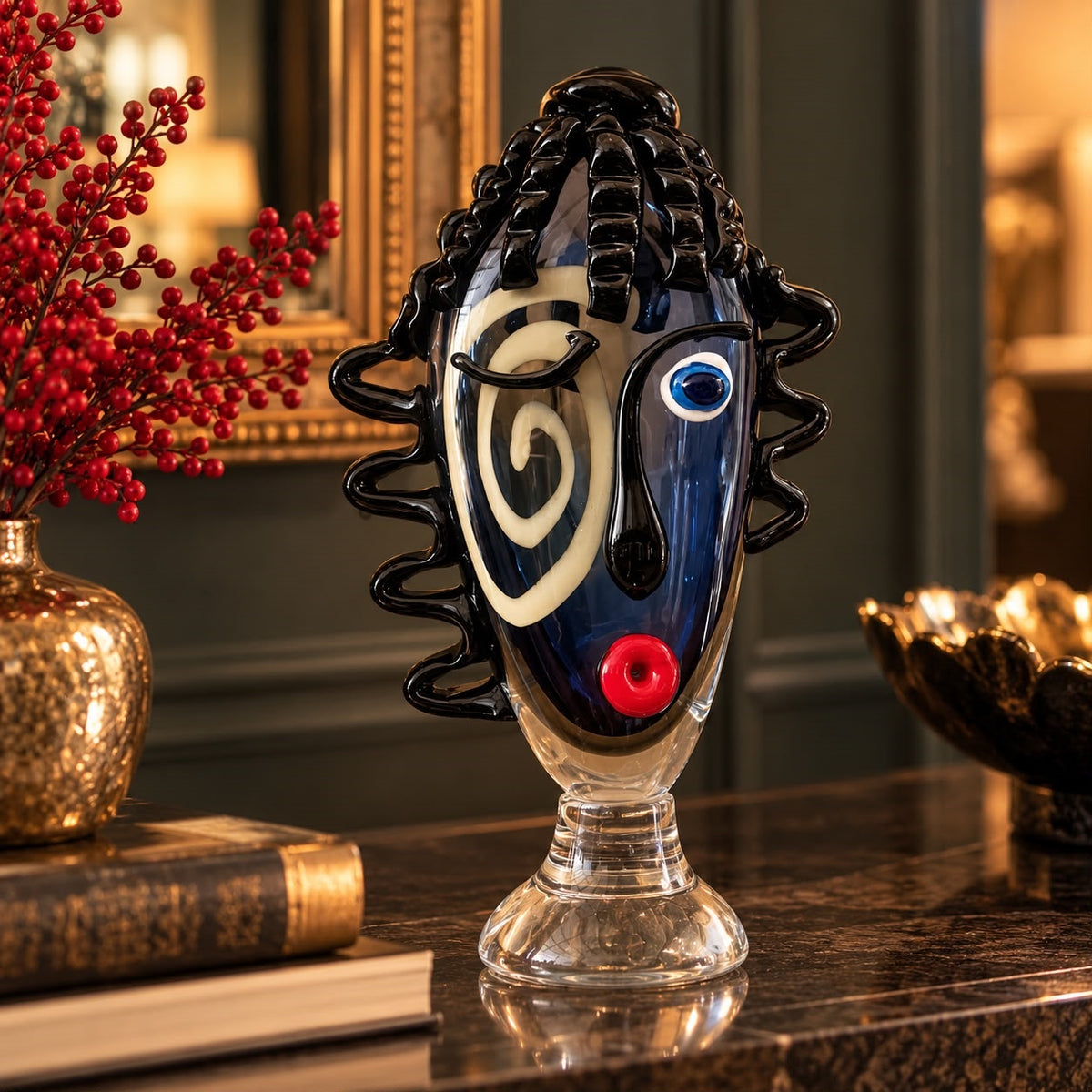 Escultura Mulher Abstrata em Vidro Maciço H.32 cm - KeyHome Store