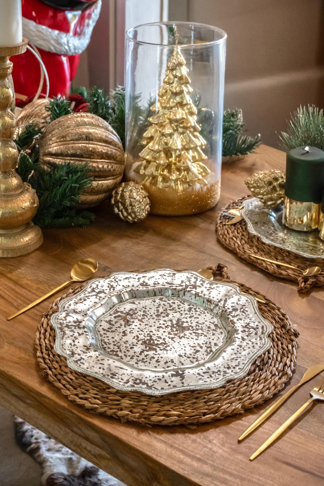 Set mit 6 silbernen Tischsets aus Glas, Ø 33,5 cm
