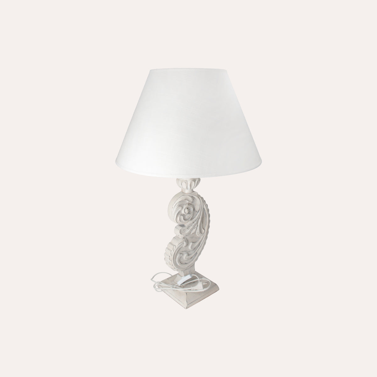 Lampada Shabby Chic con Base in Legno Decapato