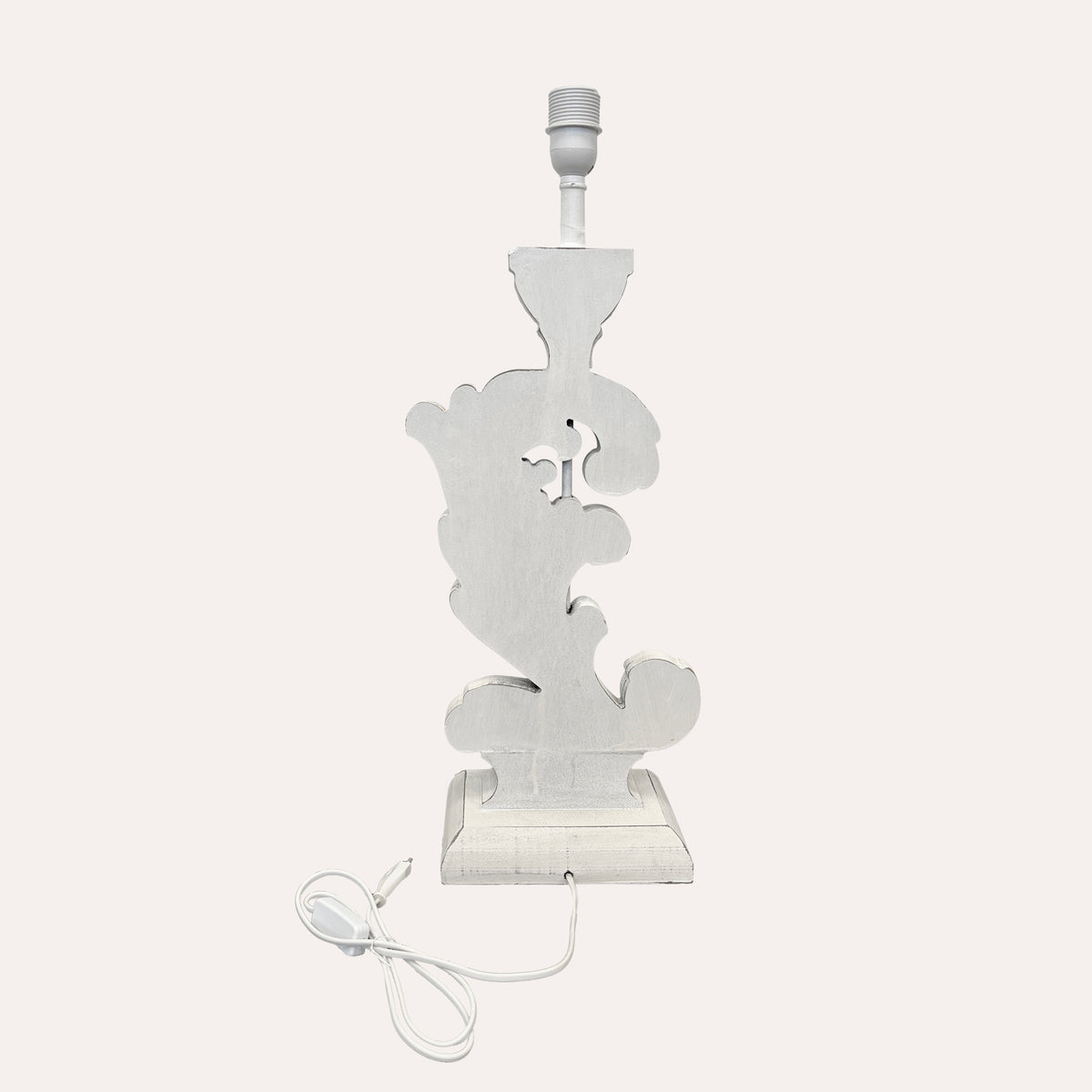 Lampada Shabby Chic con Base in Legno a Forma di Foglia