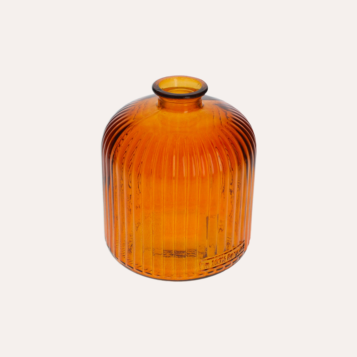 Bouteille en verre nervuré (14x17cm) - Jaune