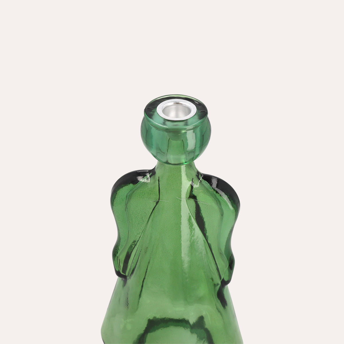 Glasengel mit grünem Kerzenhalter (10x8x24cm)