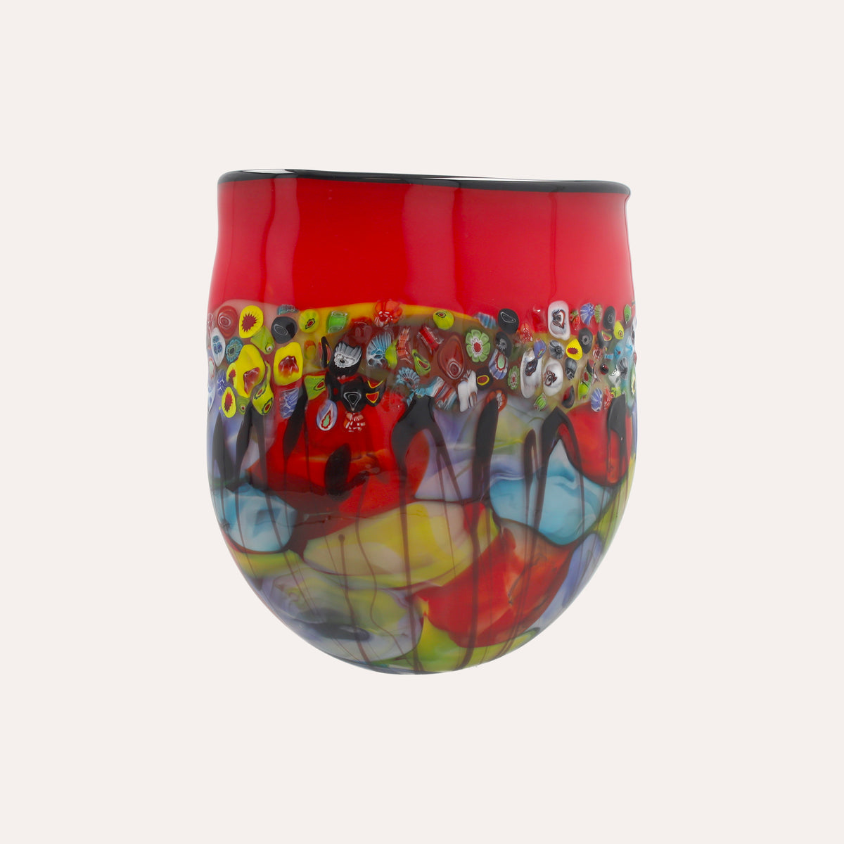 Jarrón decorativo de cristal ovalado (34x30) Rojo