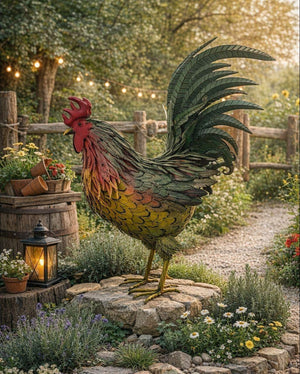 Galo gigante de ferro colorido H.95 cm - KeyHome Store