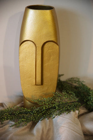 Vaso Etnico in Metallo Oro H.38 cm - KeyHome Store