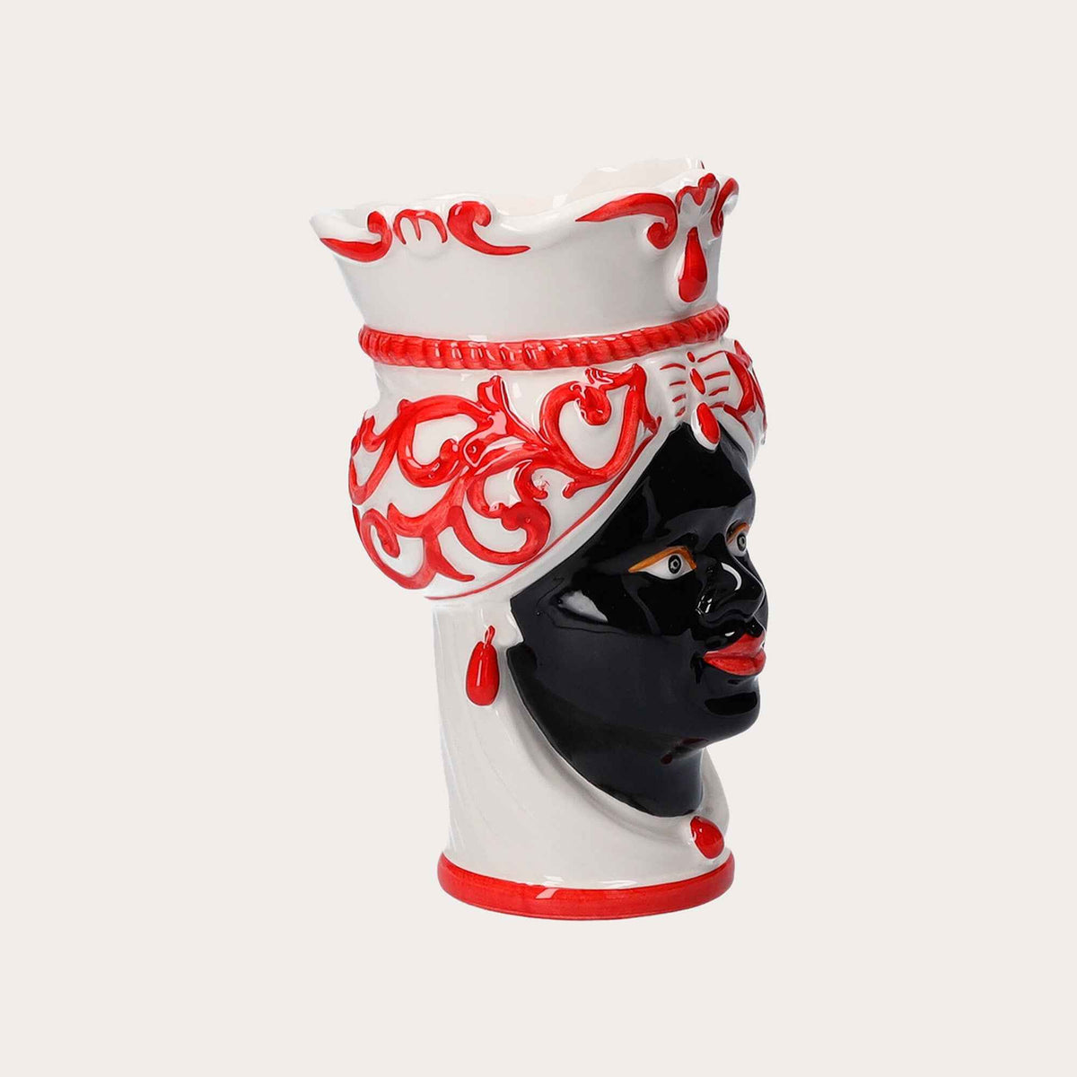 Jarrón Mujer Testa di Moro de Cerámica Roja Pequeña – Made in Italy