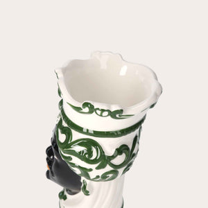 Small Testa di Moro Vase in Green Ceramic