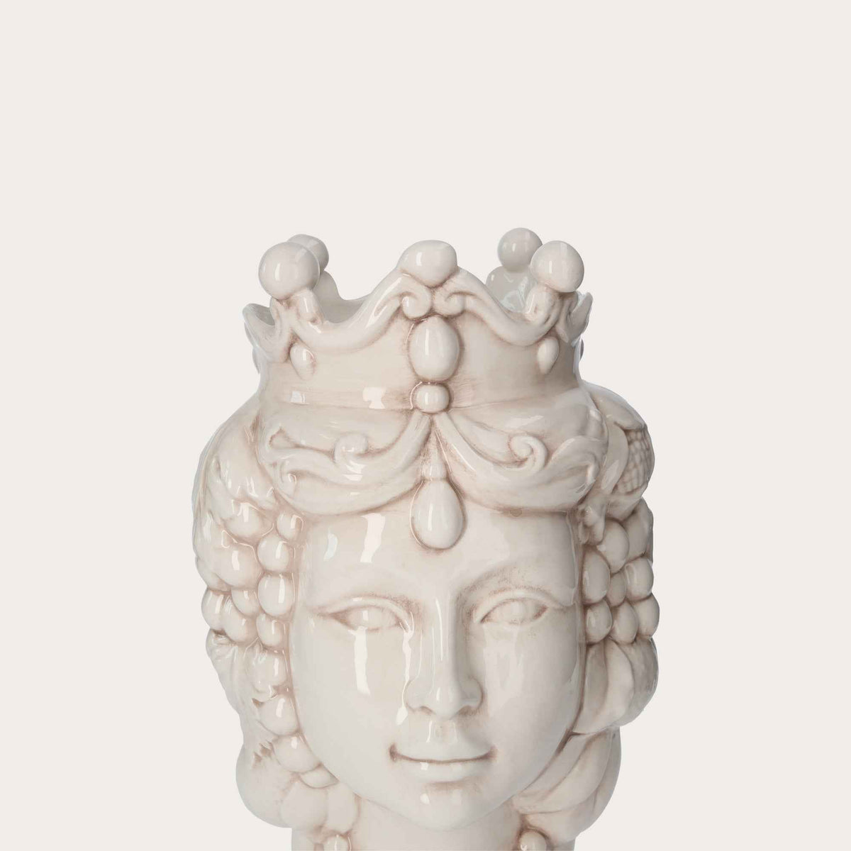 Jarrón Mujer Testa di Moro de Cerámica Antigua - Hecho en Italia Artesanía h. 38cm