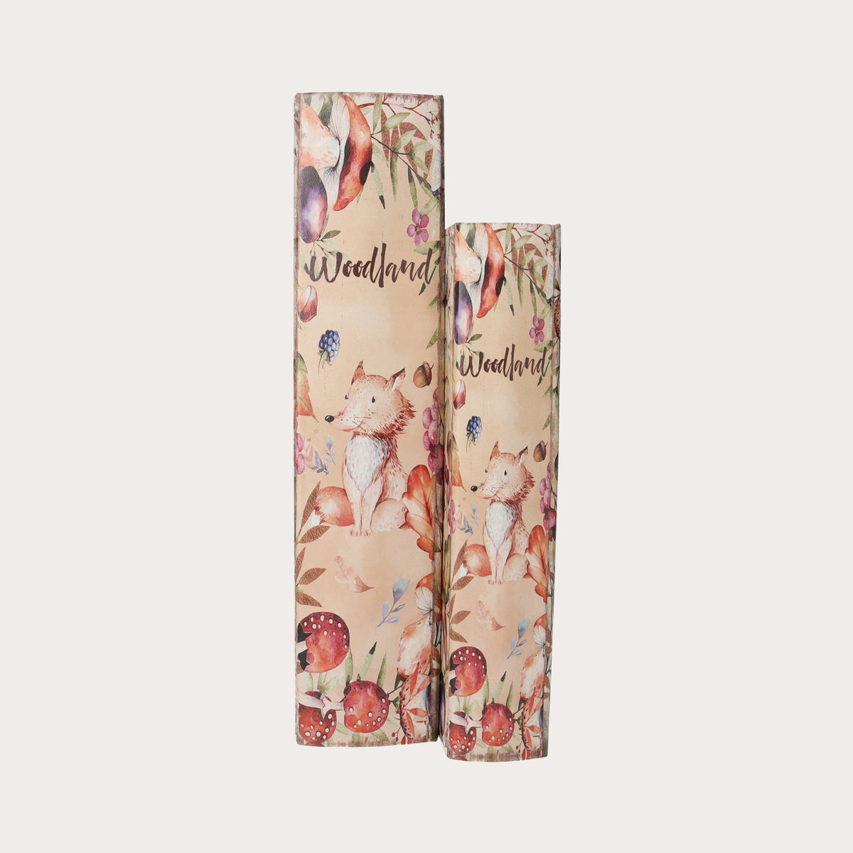 Set of Fake Book Boxes with Fox Decorative Pattern
