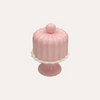 Support décoratif en céramique avec couvercle rose brillant 24x17 cm