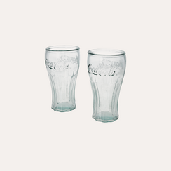 Juego de 2 vasos de cristal estilo Coca-Cola Al.16 cm Ø9 cm
