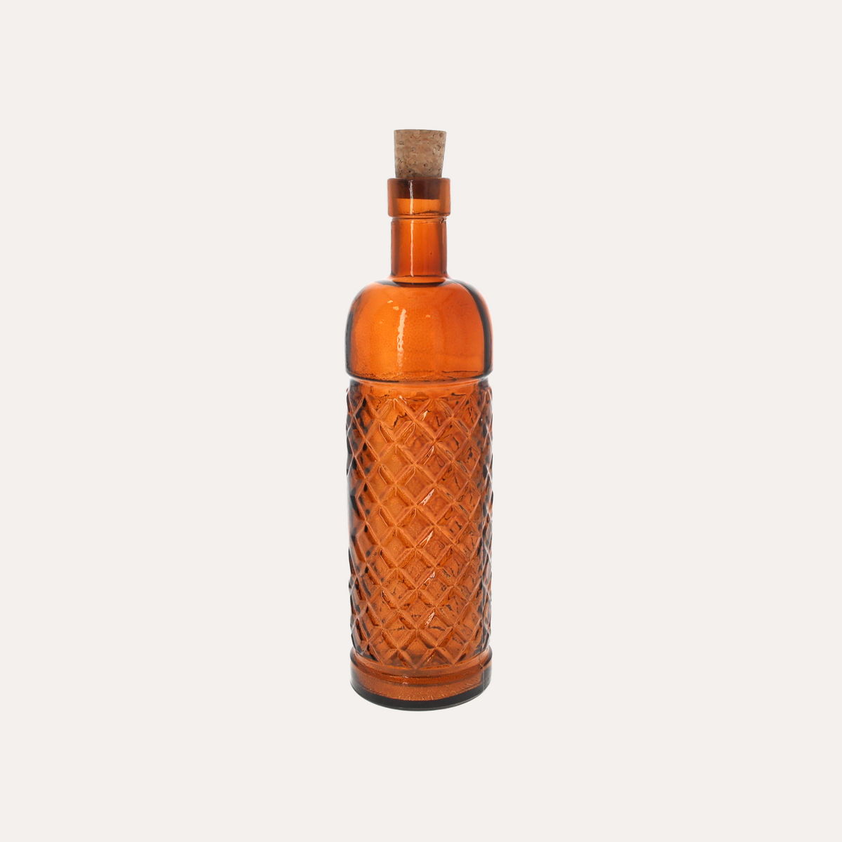 Botella de vidrio ámbar con tapón Al.25x6,5 cm