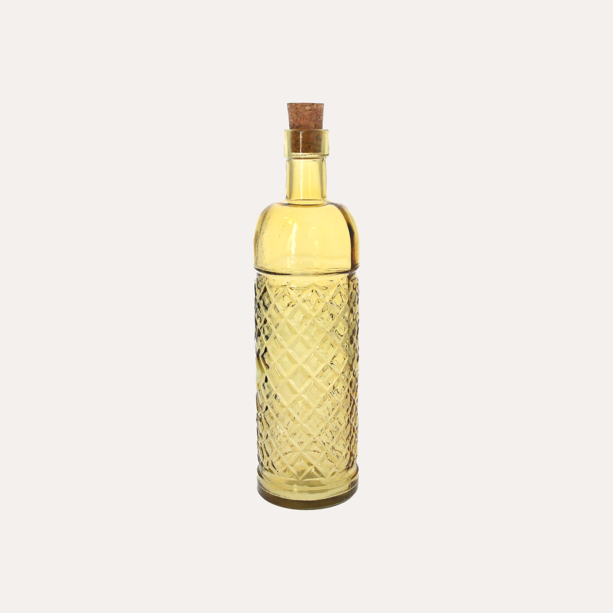 Yellow glass bottle with cap H.25x6.5 cm