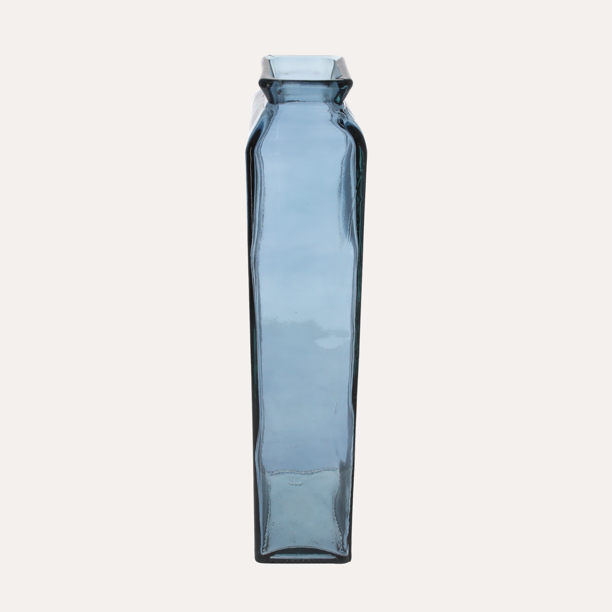 Rectangular vase in blue smoked glass H45x14 cm