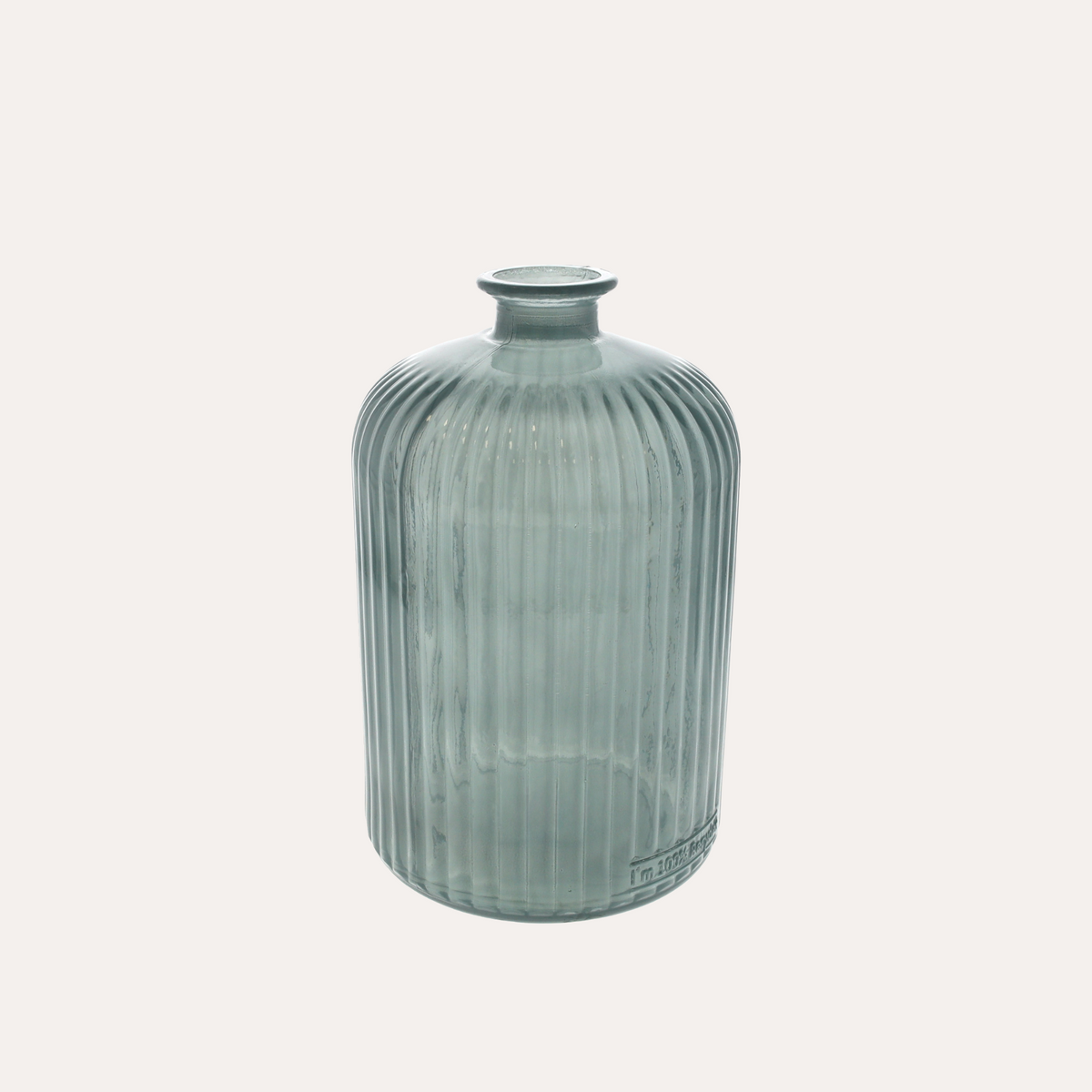 Aquamarine Ribbed Recycled Glass Bottle H.23x14 cm