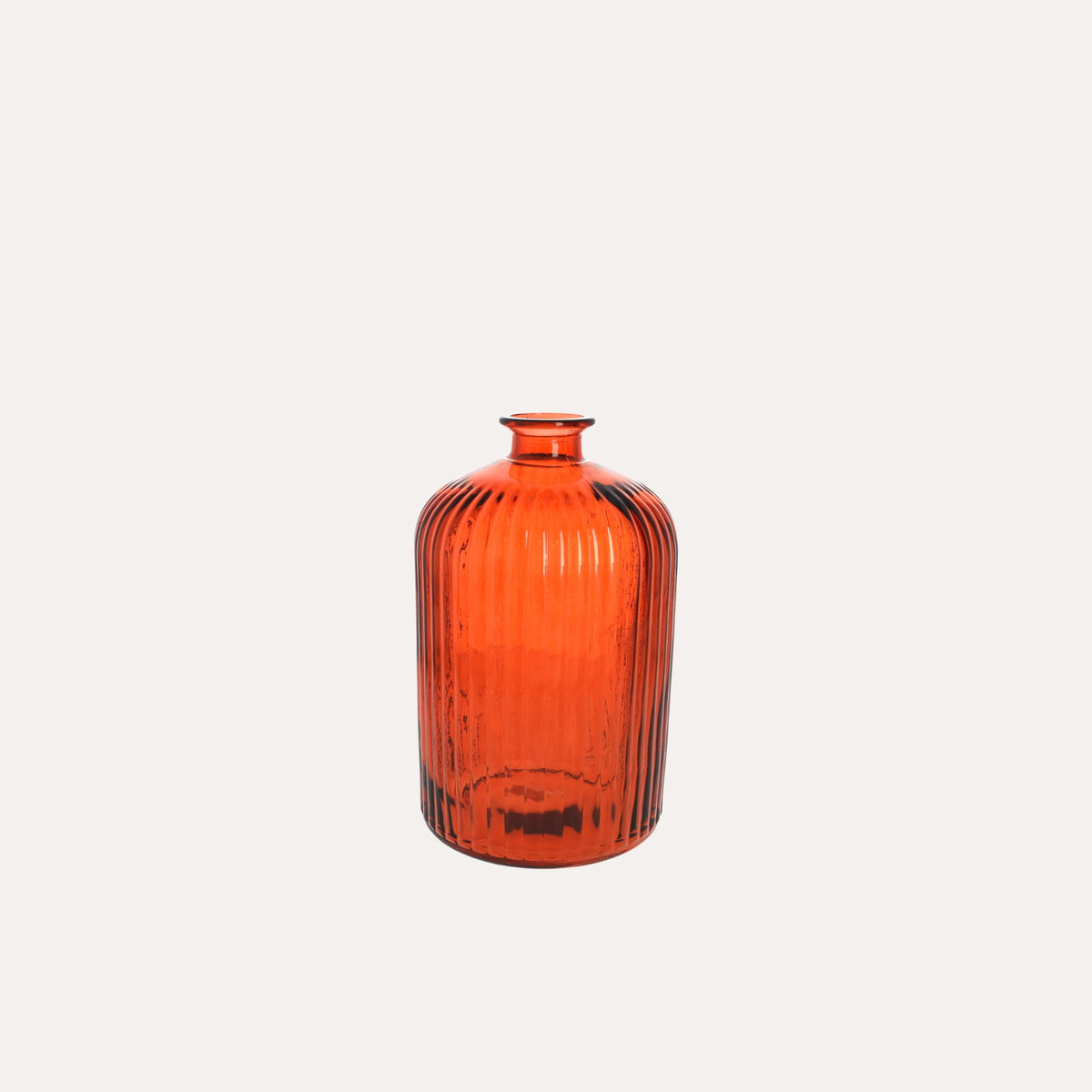 Gerippte Glasflasche (14 x 23 cm) – Orange