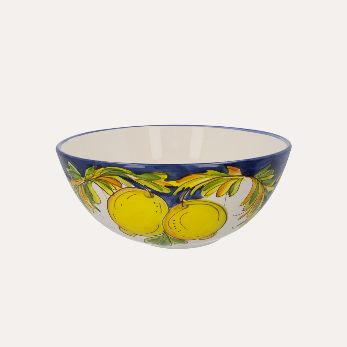 Große gelbe und blaue Keramikschale „Lemon“, H12xT30 cm