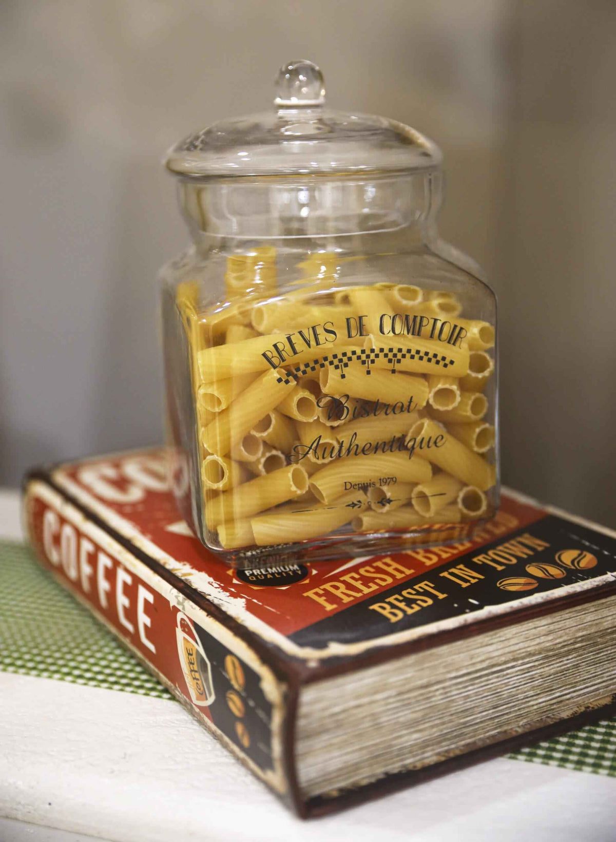 Bocaux en verre avec couvercle et écriture française – Récipients de cuisine de style vintage