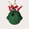 Campana Natalizia Verde in Metallo con Fiocco Rosso H.30x22 cm