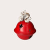 Campana navideña de metal rojo con lazo blanco