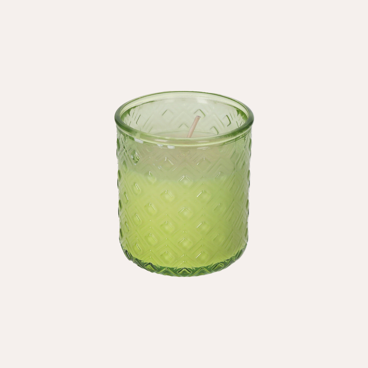 Grüne Kerze aus recyceltem Glas, Ingwer-Limetten-Aroma