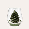 Candela a Pigna Verde con teca in vetro H.22 d.17 cm