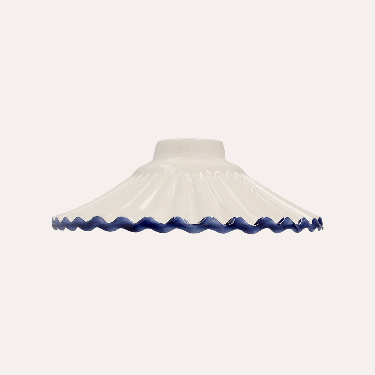 Weißer Keramiklampenschirm mit blauem Rand Ø. 20cm